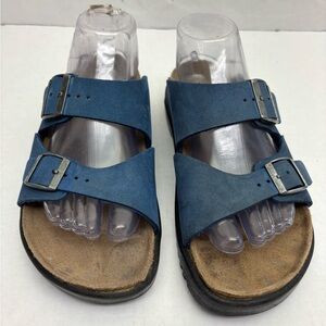 Betula by Birkenstock Navy Suede Two-Buckle Slide wos SZ 7, box 13